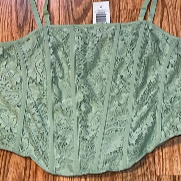 Torrid Lace power Mesh Crop Corset, smoke green, 1X, 14-16 - Picture 2 of 6